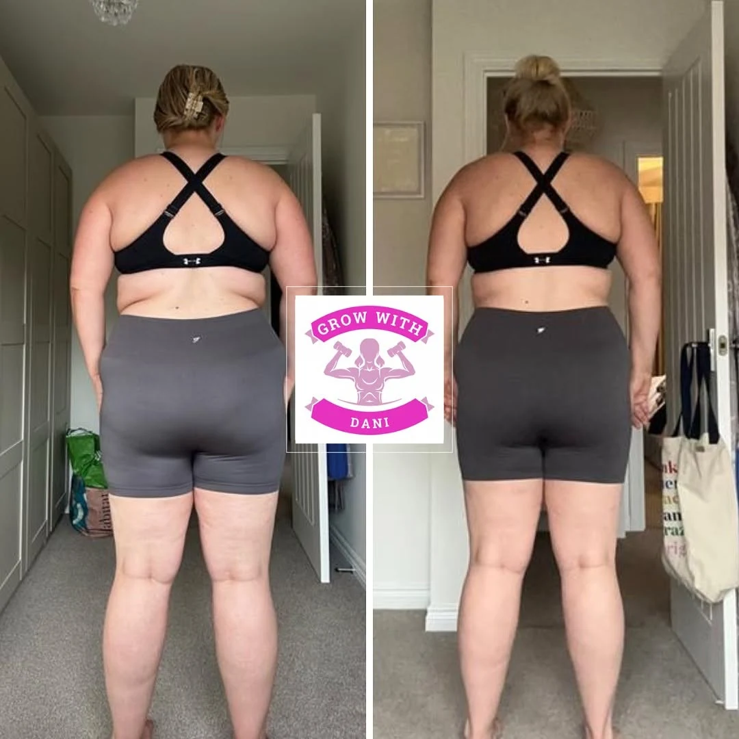 Client before and after back-view progress comparison